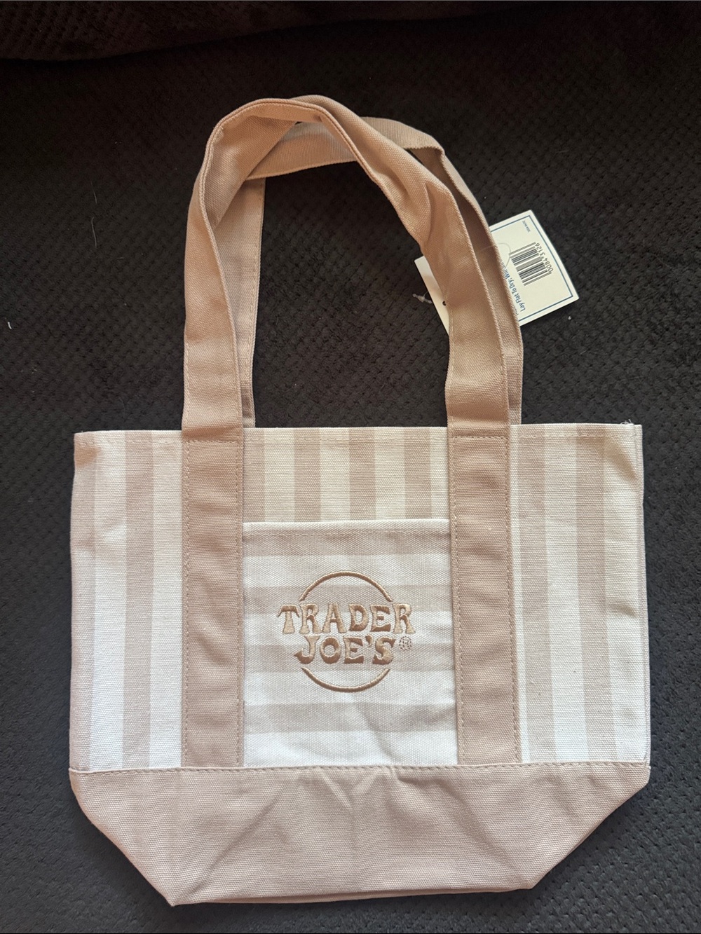 Trader Joe’s Beige & Cream Striped Canvas Tote Bag